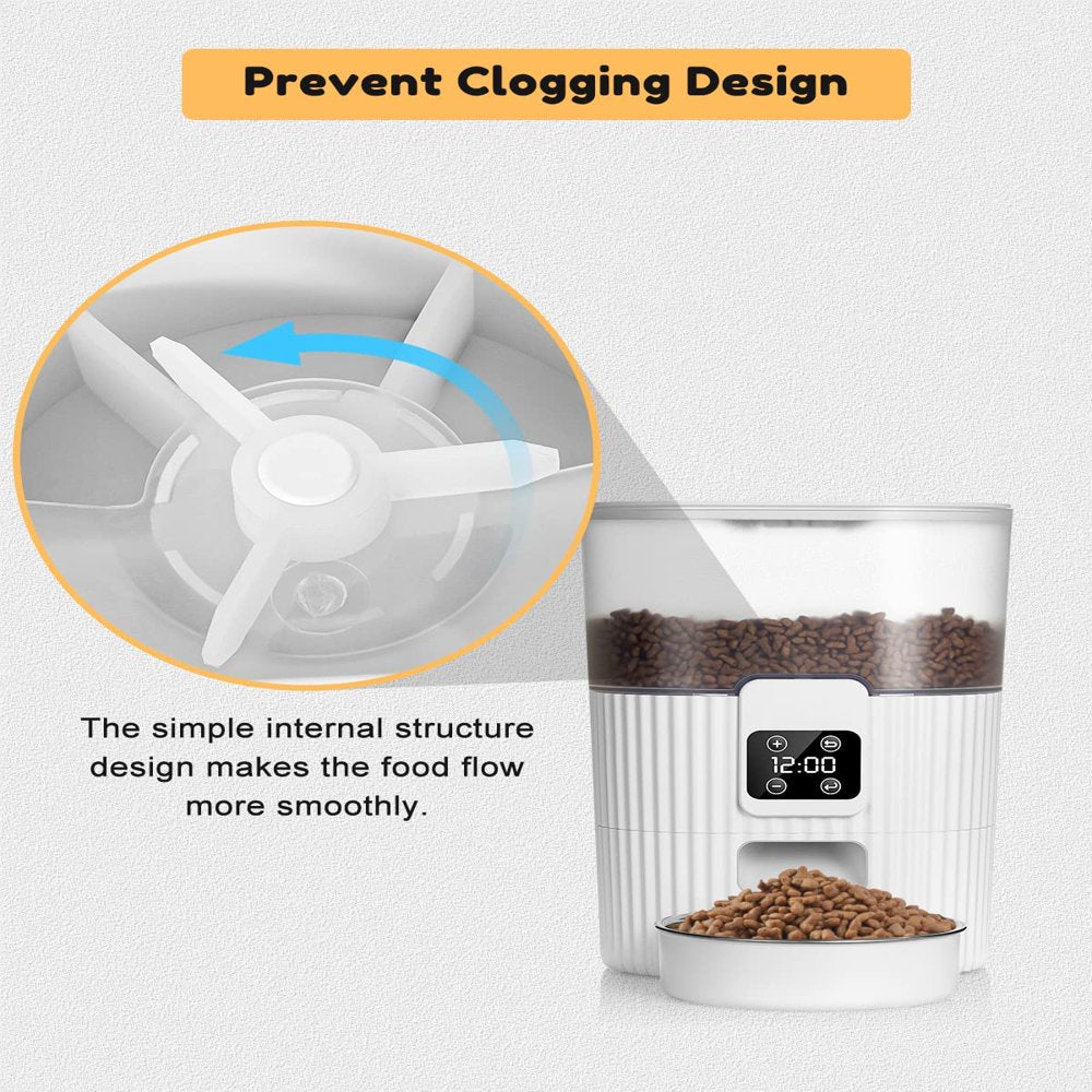 Automatic Cat Feeder, 3.5L Dual Power Pet Feeder Automatic Dry Food Dispenser, Control 1-4 Meals a Day, Automatic Dog Feeder